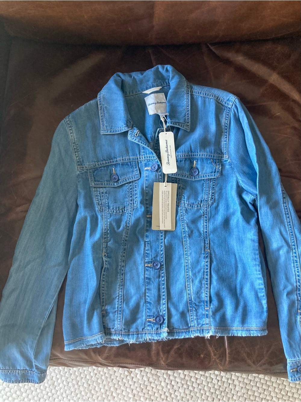 Tommy Bahama Light Blue Denim Jacket/shirt - Picture 2 of 8